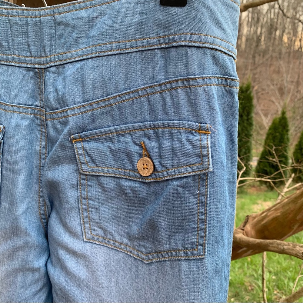 Anthropologie Elevenses Wide Leg Sailor Button Denim Pants - Picture 7 of 9
